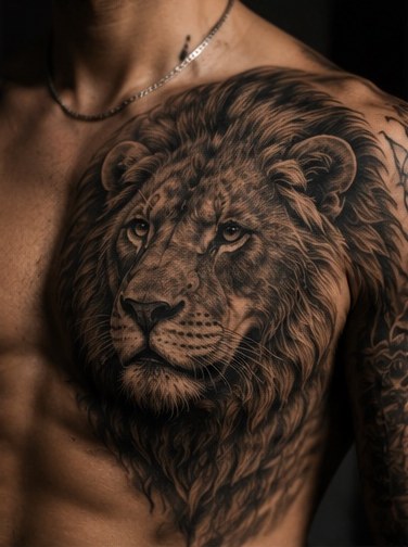 Detailed lion tattoo